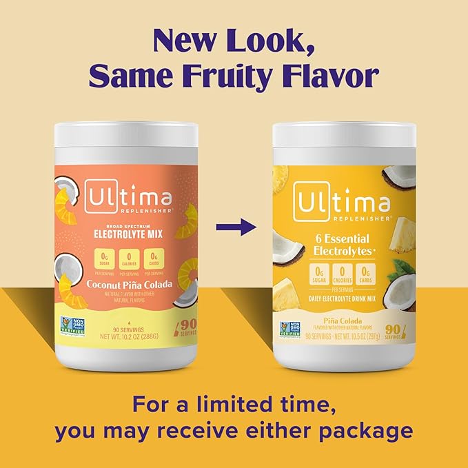 Ultima Replenisher Mocktini Electrolyte Powder Drink Mix – Sugar Free – Piña Colada, 90 Servings – Hydration Powder with 6 Electrolytes and Trace Minerals – Keto Friendly, Non-GMO