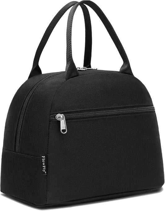 FlowFly Insulated Lunch Cooler Bag - Tote Bag Organizer for Women/Men, Black