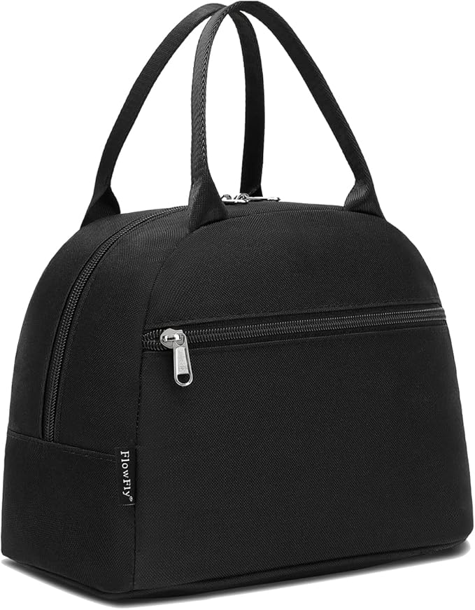 FlowFly Insulated Lunch Cooler Bag - Tote Bag Organizer for Women/Men, Black