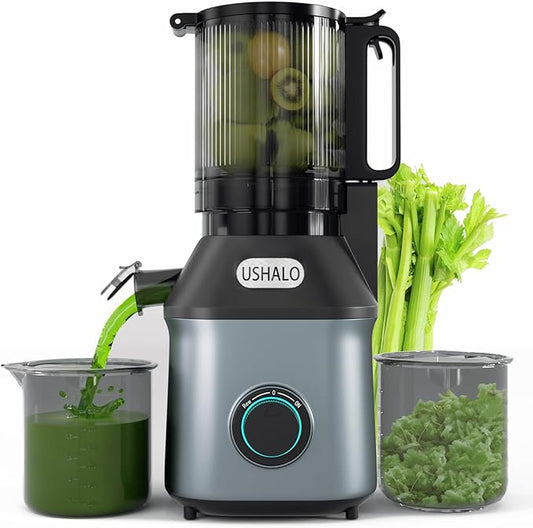 Cold Press Juicer, Juice Extractor Machine with 5.5" Extra Large Feed Chute, 300W Slow Masticating Juicer for Whole Vegetables and Fruits, 1.8L Auto-Feed Time-Saver, Easy to Clean