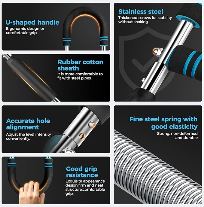 Twister Arm Trainer, Adjustable Chest Workout Equipment Upper Body Strength Training, Portable Power Twister Bar with Detachable Design, Arm Trainer, Home Gym & Travel Fitness Tool