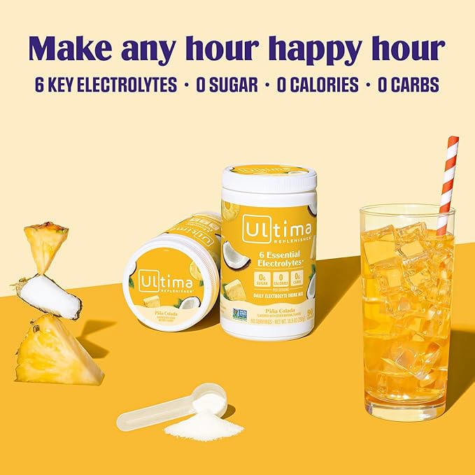 Ultima Replenisher Mocktini Electrolyte Powder Drink Mix – Sugar Free – Piña Colada, 90 Servings – Hydration Powder with 6 Electrolytes and Trace Minerals – Keto Friendly, Non-GMO