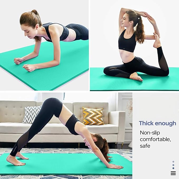 Thick Yoga Mat Non Slip, Large Size 72" L x 32" W x 0.6" TH, Premium Exercise & Fitness Mat with Carrying Strap and Bag, Workout Mats for Home