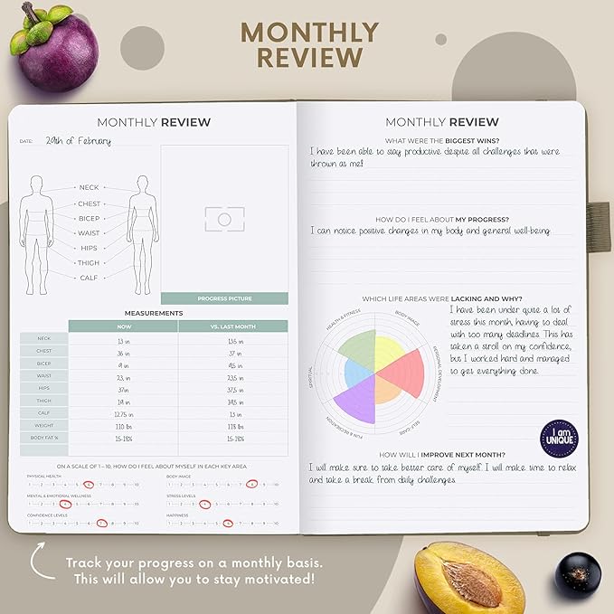 Clever Fox Wellness Planner - Weekly & Daily Health and Wellness Log, Food Journal & Meal Planner Diary for Calorie Counting, Notebook for Medical Condition Tracking, A5-Sized - Pearl