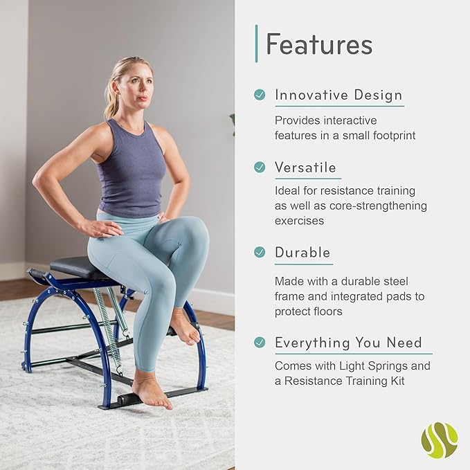 Moxxi Pilates Chair, Exercise Chair with Resistance Bands, Workout Equipment for Home Gym, Up to 250 lb Weight Capacity