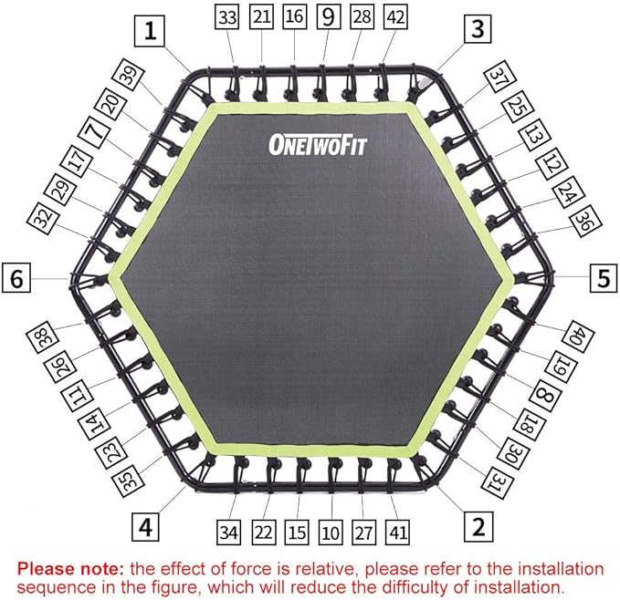ONETWOFIT 48" Silent Mini Trampoline with Adjustable Handle Bar Fitness Trampoline Bungee Rebounder Jumping Cardio Trainer Workout for Adults