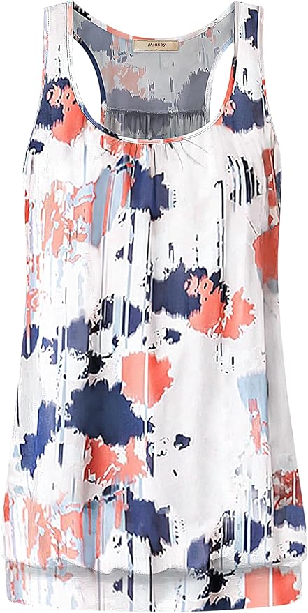 Miusey Womens Sleeveless Round Neck Loose Fit Racerback Yoga Tank Top