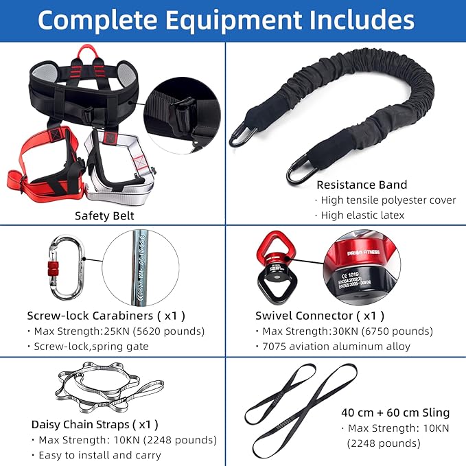 PRIOR FITNESS Bungee Fitness Equipment Set Casual Latex Cord Resistance Bands Dance Rope Exercise at Home Gym Suspension Trainer Professional Training Equipment