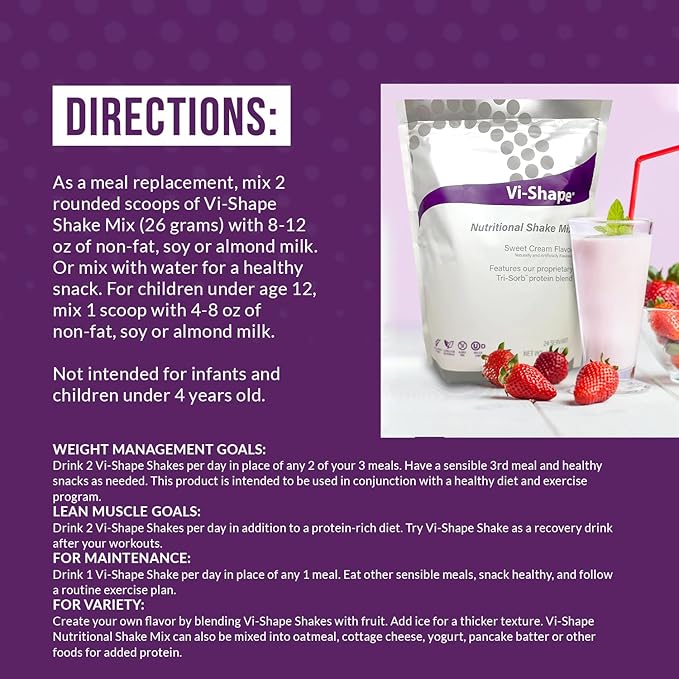 Strawberry + Vi-Shape - 1 Shake Pouch (24 Servings) + 1 Box Strawberry Mix-In (15 Servings) Delicious Strawberry Shake and Mix-In