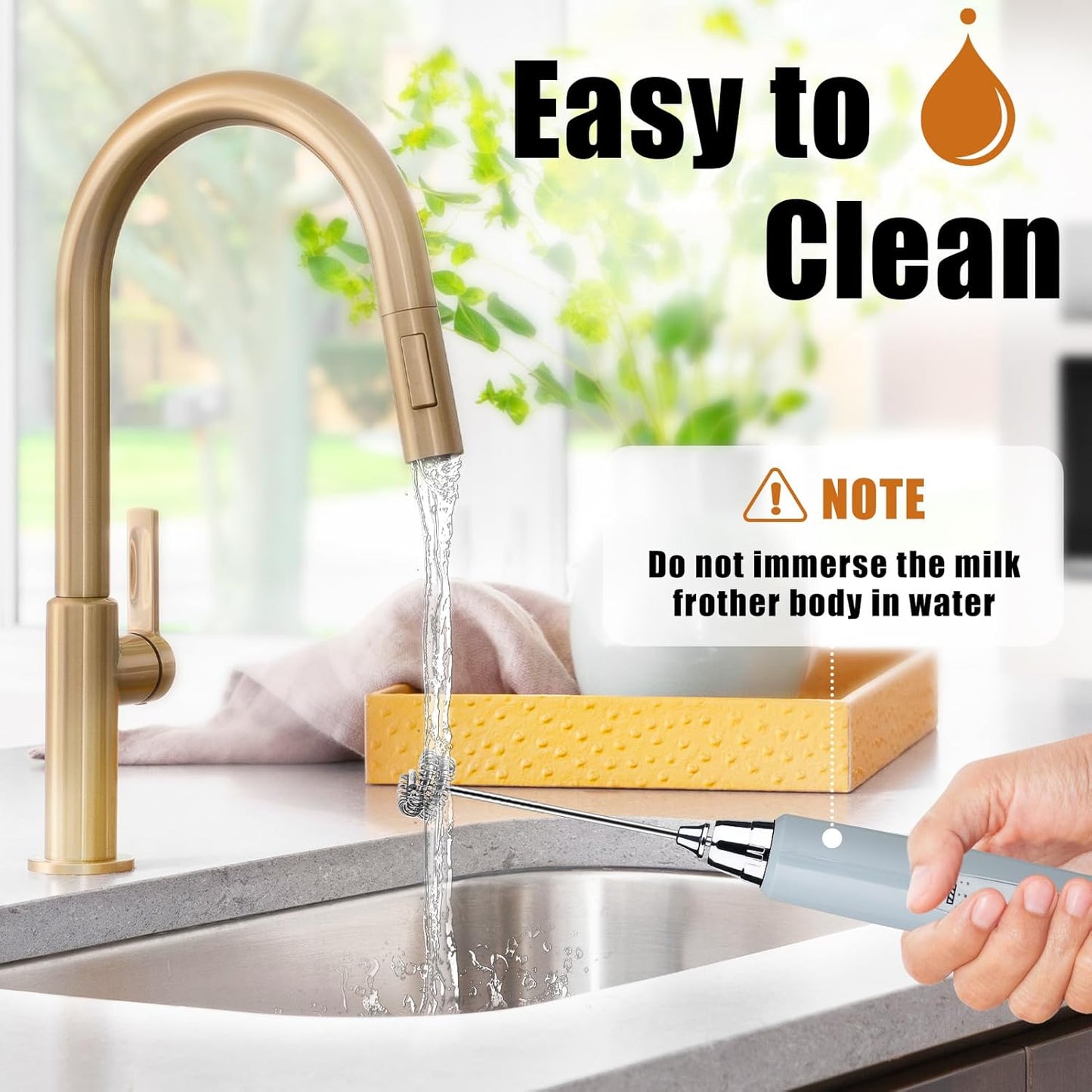 Nahida Cement Gray Milk Frother Wand for Coffee, Frother Handheld Rechargeable Electric Whisk with 3 Heads 3 Speeds Drink Mixer Coffee Frother Foam Maker For Latte, Cappuccino, Hot Chocolate, Egg