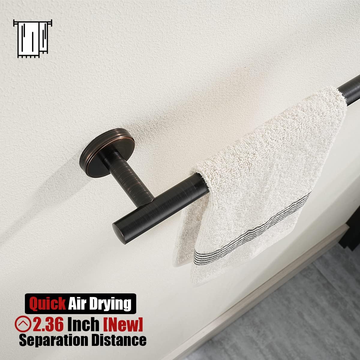 JQK Oil Rubbed Bronze Towel Bar, 20.5 Inch 304 Stainless Steel Thicken 0.8mm Towel Rack Bathroom, Towel Holder ORB Wall Mount, Useable Length 18 Inch 2 Pack, TB110L18-ORB-P2