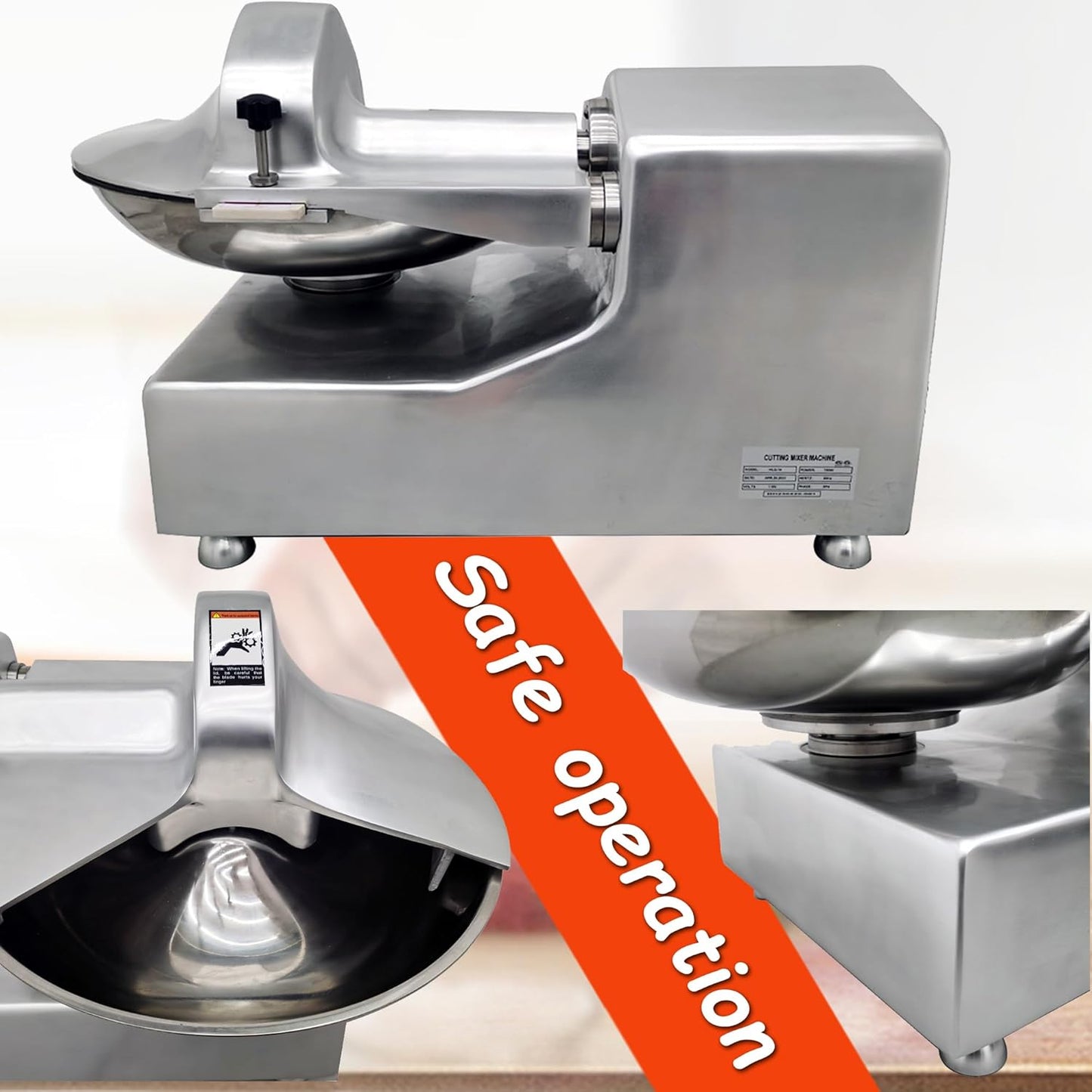 INTSUPERMAI Commercial Electric Multi Function Chopper Food Shredder Processor 5.5L Multifunction Meat Bowl Cutter Mixer with 304 SS Blade for Meat Vegetable Cutter Chopper Machine 110V 550W 120kg/h