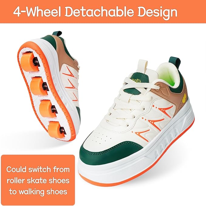 Roller Skate Shoes & Sneakers with Wheels, Outdoor Roller Skates for Girls Boys, Shoes with Wheels for Christmas Birthday Gift