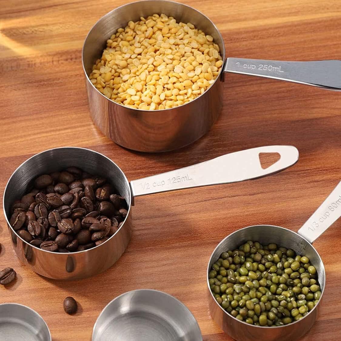 Joyhill Stainless Steel Measuring Cups and Spoons Set of 10 Piece, Stackable, Nesting Metal Measuring Cups for Dry & Liquid Ingredients, Cooking & Baking