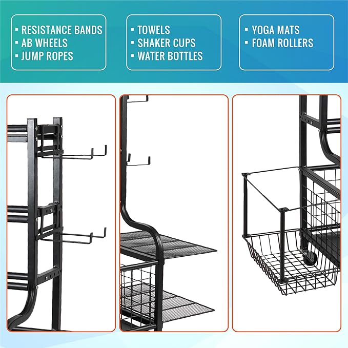 STUFFSTASH Dumbbell Rack, Heavy Duty Adjustable Weight Rack for Home Gym with Extra Strong Sheet Steel Shelf and Base, Home Gym Storage Weight Rack for Home Gym Dumbbells, Kettlebell Rack