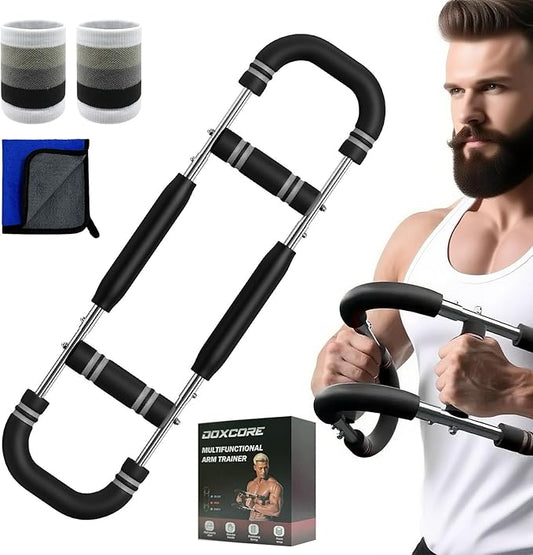 Twister Arm Trainer, 60-110lb Adjustable Resistance Workout Equipment Twister Arm Chest Exerciser Power Twister Bar, Portable Chest Press Machine Detachable Design Fitness for Home & Gym