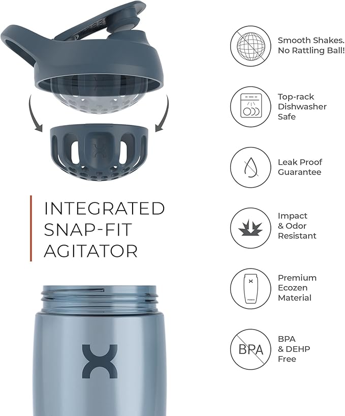 Promixx PURSUIT Protein Shaker Bottle – Premium Sports Bottles for Protein Mixes and Supplement Shakes – Easy Clean, Durable Protein Shaker Cup