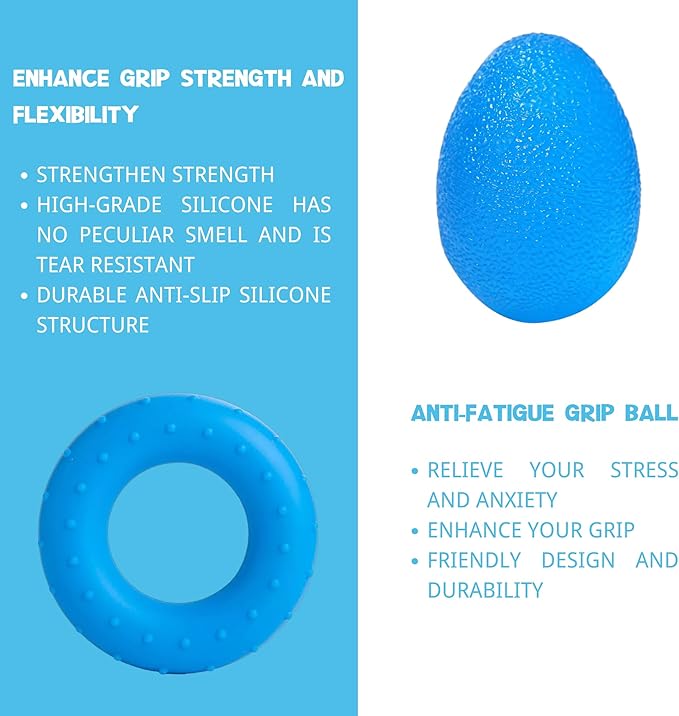 Hand Grip Strengthener Workout Kit (8 Pack) Forearm Grip Adjustable Resistance Hand Gripper, Finger Stretcher, Finger Exerciser, Grip Ring,Gyro Ball