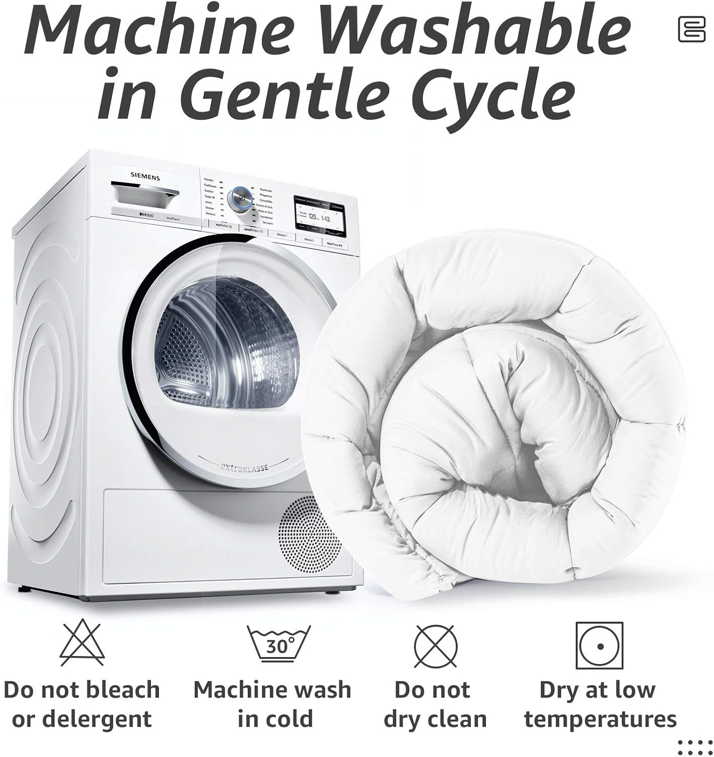 HYLEORY All Season Twin Size Bed Comforter - Cooling Goose Down Alternative Quilted Duvet Insert with Corner Tabs - Winter Warm - Machine Washable - White