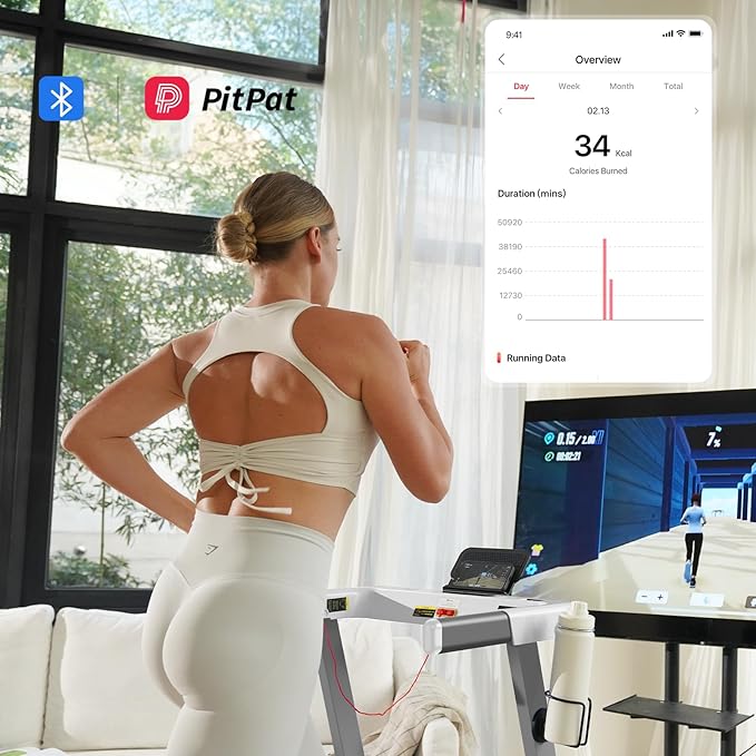 DeerRun Treadmills for Home with Incline and Handles, 3.5 HP Foldable Treadmill 350 LBS Weight Capacity for Small Spaces, Folding Running Machine with Smart APP