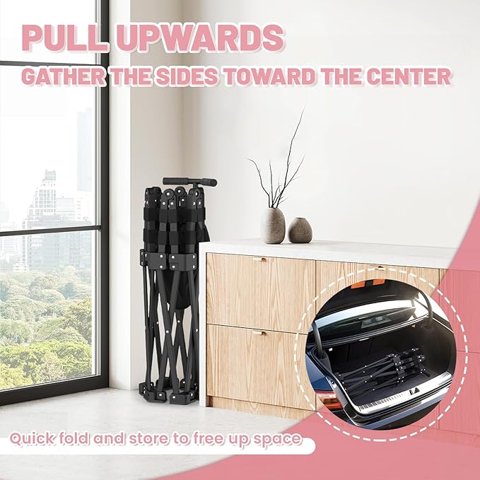 Foldable Mini Trampoline, Rebounder Trampoline with Adjustable Foam Handle, Fitness Trampoline for Indoor, Outdoor, Home Gym, Max Load 460 lbs