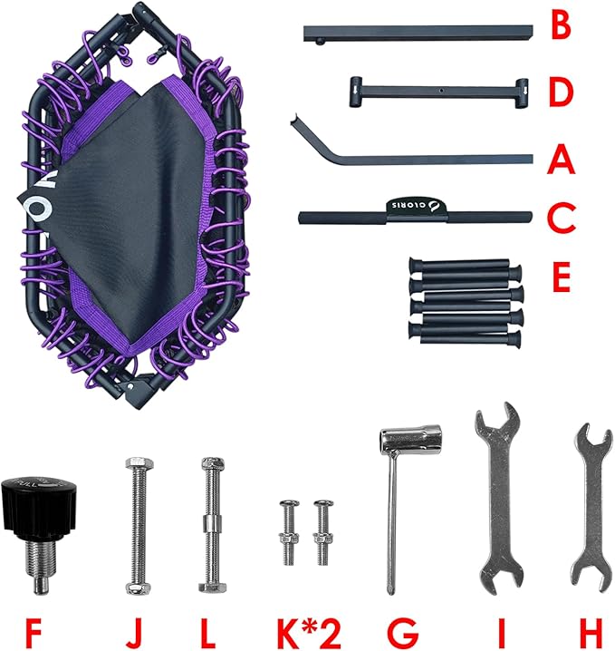 CLORIS 38in/48in Folding Trampoline - Max Load 220lbs / 450lbs Mini Trampoline Rebounder Trampoline for Adults with Adjustable Foam Handle, with safty Padded Cover Best Gift for Kids/Adult