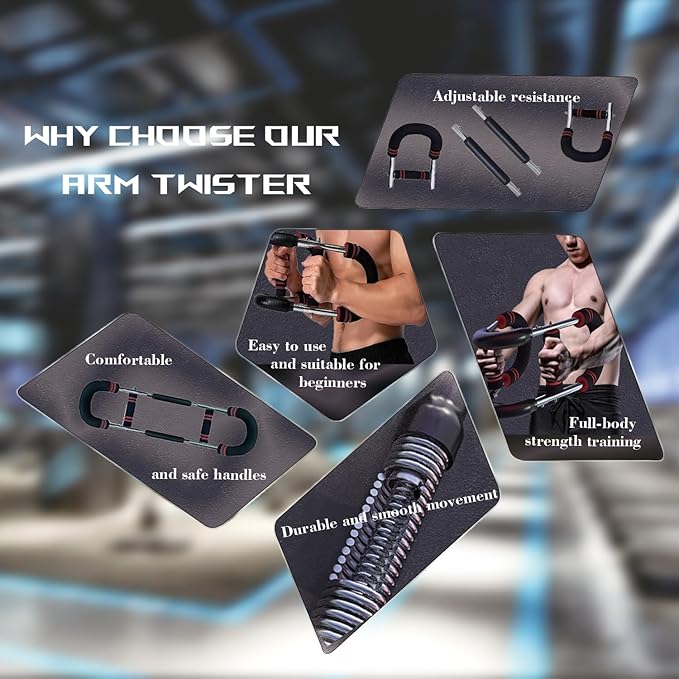 Twister Arm Exerciser, Chest Workout Equipment, Portable Power Twister Bar, Adjustable Spring Workout Bar for Enhancing Upper Body Muscle, 30-120lbs