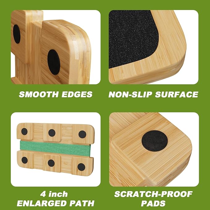 Resistance Band Foot Plate - Wood Fitness Board for Resistance Band Strength Training, Stretching, Balance & Flexibility Exercise for Home Gym