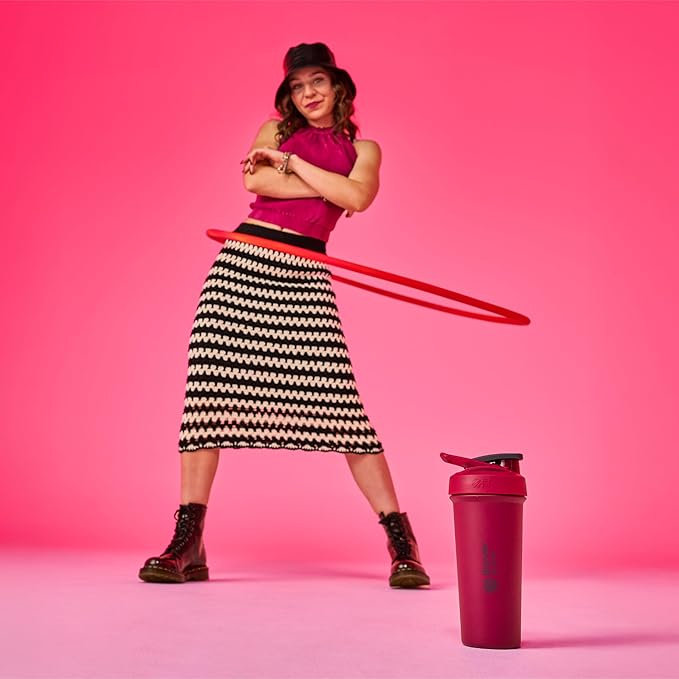 BlenderBottle Sport Sleek Insulated Stainless Steel Shaker Bottle with Wire Whisk, 25-Ounce, Raspberry – Protein Shakes & Hydration for Athletes & Fitness Enthusiasts, Easy Mixing, Slim Easy to Hold, Keeps Drinks Cold, Lockable Lid