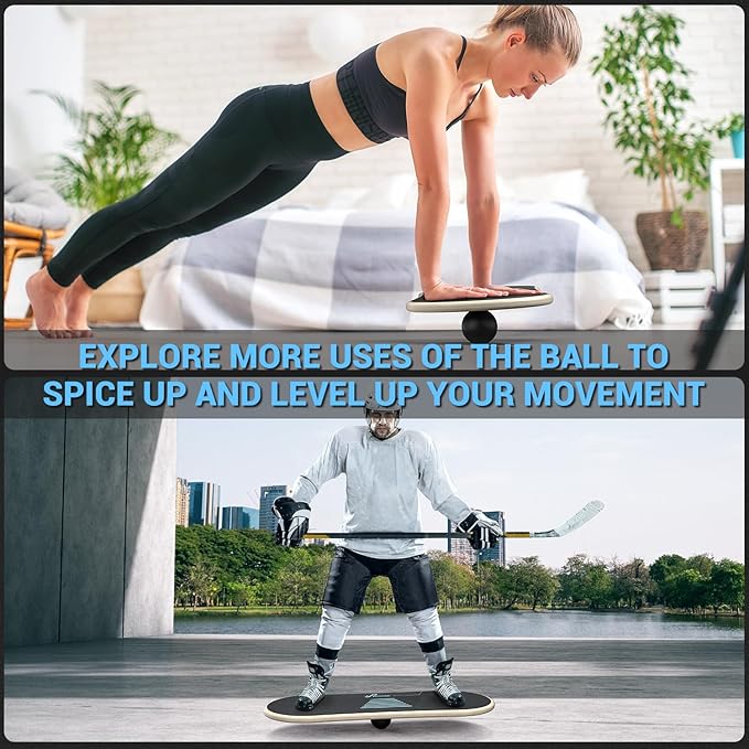 Sportneer Balance Board 7 Modes Wobble Board with Adjustable Stoppers Exercise Balancing Stability Trainer for Improve Balance, Surf Trainer & Physical Therapy - Roller and 2.8'' Ball Included