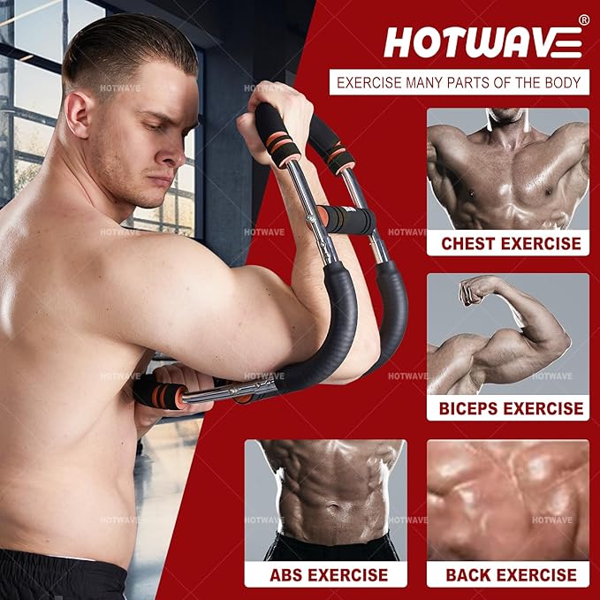 HOTWAVE Twister Arm Exerciser,Adjustable Spring Workout Bar, Forearm Triceps Chest Enhanced Exercise Strengthener,Portable Home Fitness Equipment