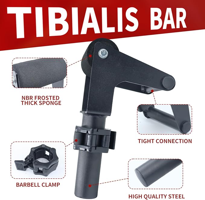 MARLANG Solo Tib Bar Tibialis Trainer Tibialis Bar Knees Over Toes Equipment Tibialis Raise Tibia Dorsi Calf Workout Machine Calves Workout Equipment Fit 2 Inch Weight Plates