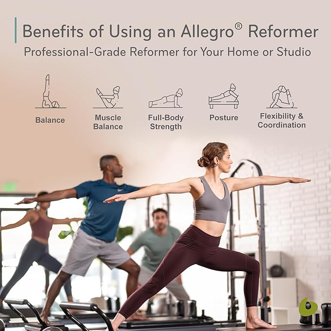 Balanced Body Allegro Pilates Reformer, Pilates Exercise Equipment, Workout Equipment for Home or Studio Use
