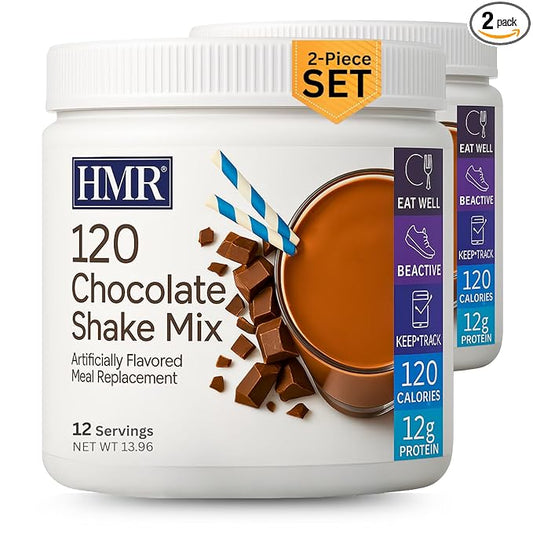 HMR 120 Shake Meal Replacement Powder | Chocolate Shake Mix to Support Healthy Weight Loss | 12g of Protein | Nutritional Drink | Low Calorie Food | 2 Pack (choc/choc), 12 Servings Each