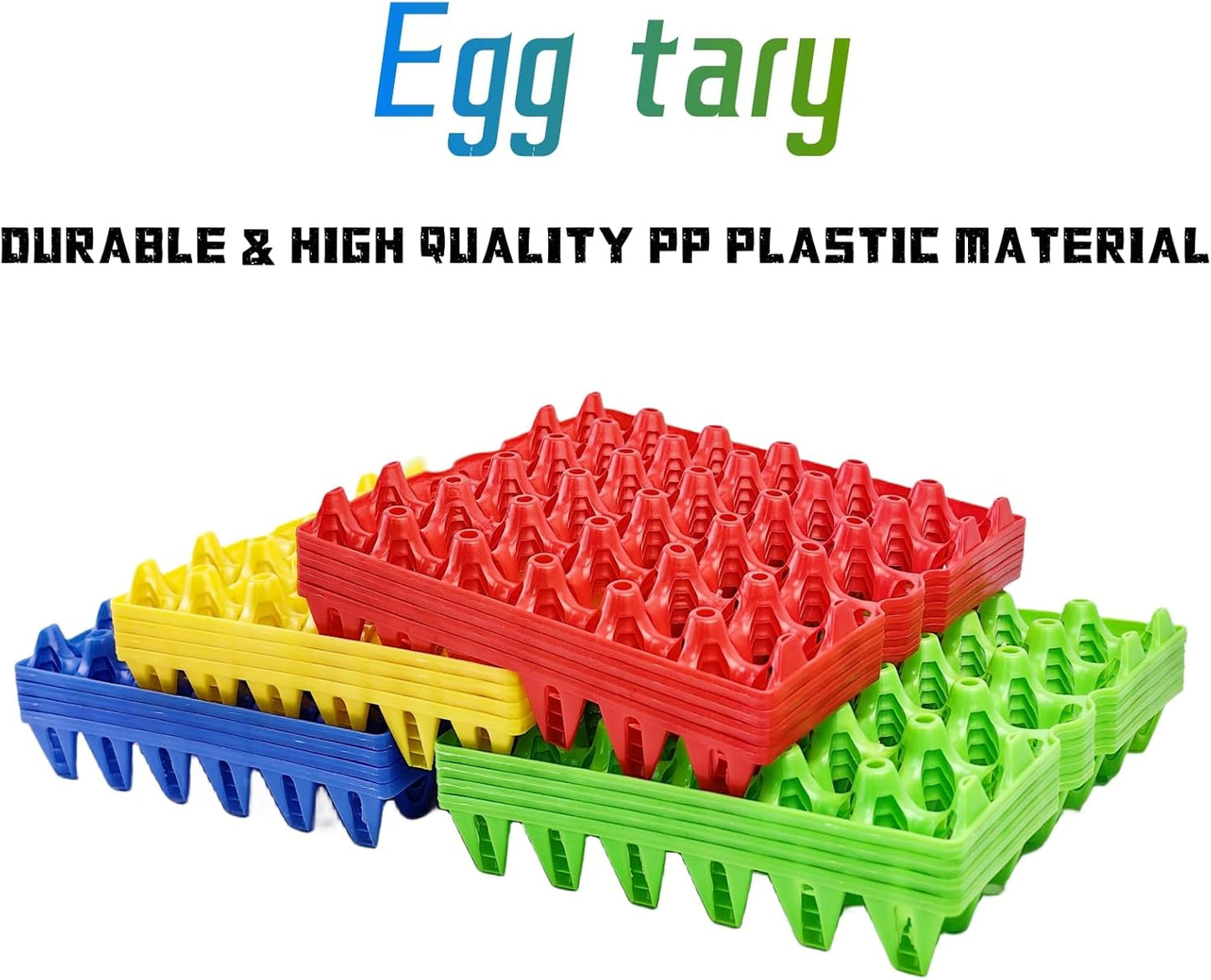 4-Pack Plastic Egg Tray Egg Crates 30-Egg Flats for Home Chicken Farmers, Stackable Egg Cartons Hold Multiple Eggs, Great for Storing, Sorting, and Shipping Eggs, Durable and Reusable (Red)