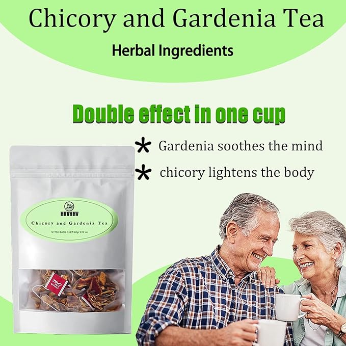 Detoxifying tea, Nature Chicory & Gardenia Herbal Tea -Herbal detox for weight management, metabolism, bloating, and healthy blood sugar maintenance, Natural Sugar-Free Herbal Tea (2pcs)