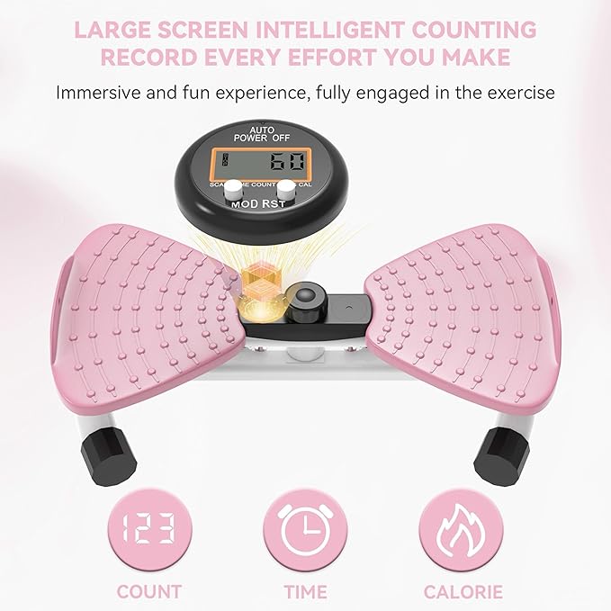 renZEC Waist Twister Machine, Adjustable Exercise Twist Board for Women Men, Noiseless Ab Twister for Home Gym Equipment, 330 lbs Capacity | Track Time, Reps, Calories with Digital Display