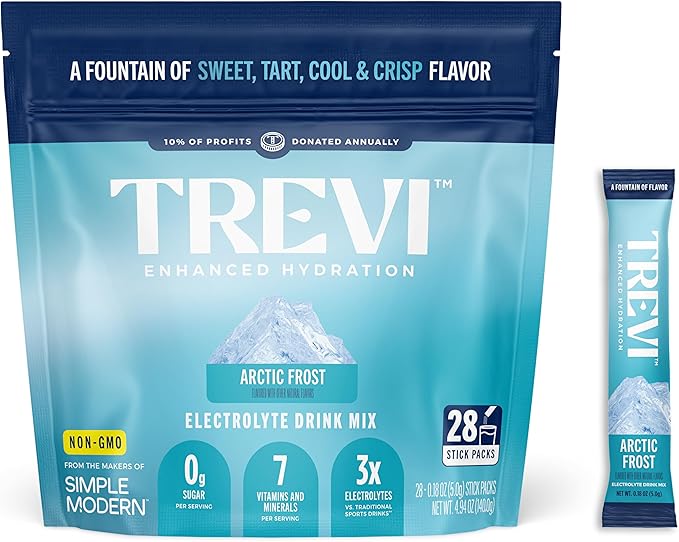 TREVI™ Sugar Free Electrolytes - Drink Mix Hydration Powder Packets - 28 Count - Arctic Frost