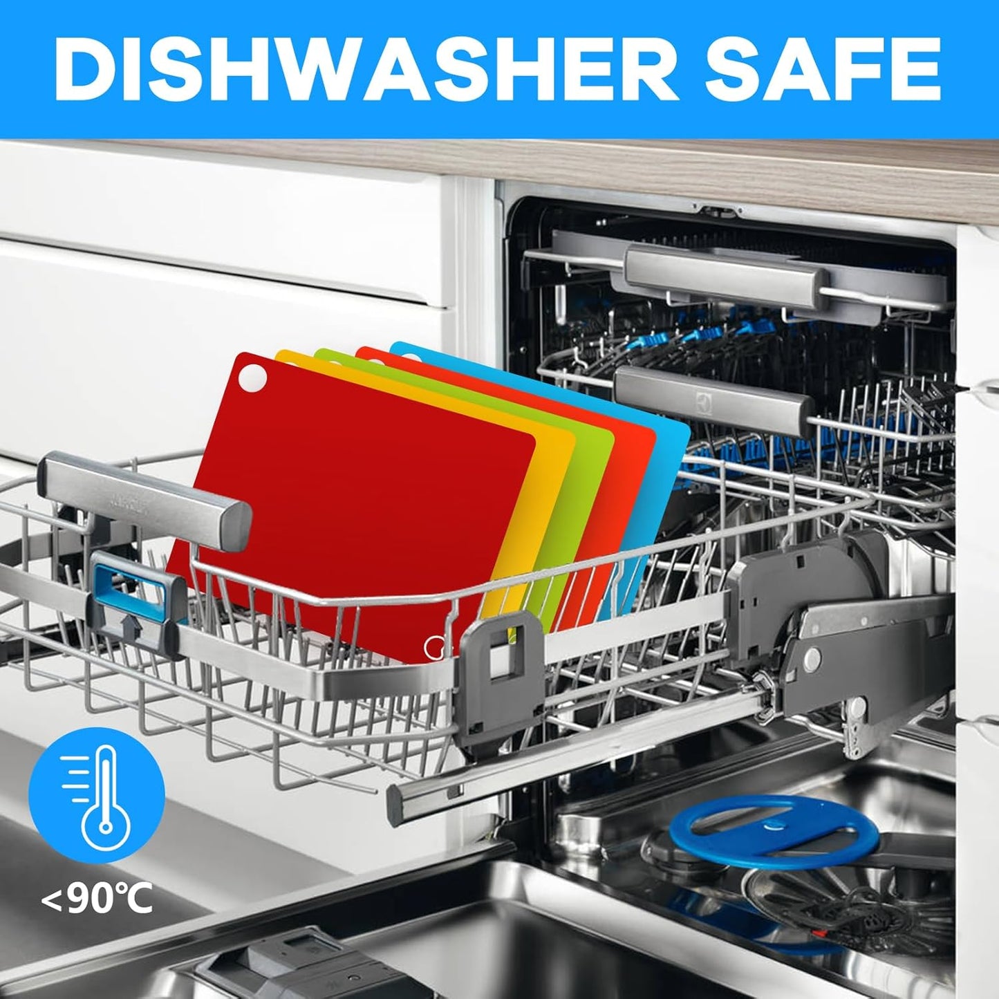 GoodLuck 10 Pieces Flexible Cutting Boards with Hanging Hole, BPA Free Plastic Cutting Boards for Kitchen, Non Slip Cutting Mat for Meat and Vegetables