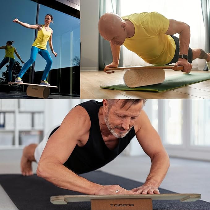 Balance Board trainer for Adults Kids,Hockey snowboard wobble board,450Lbs remarkable core trainer made of wood/Less Plastic