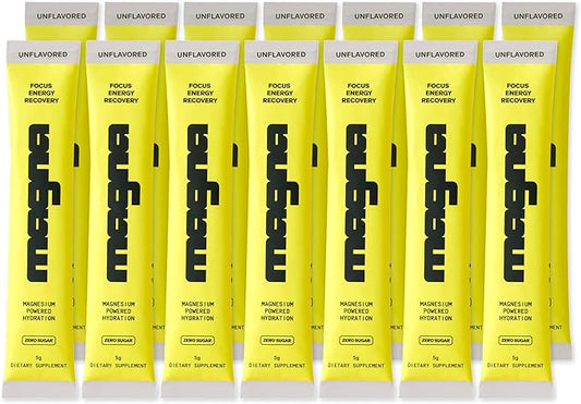 MAGNA Electrolyte Powder Drink Mix for Hydration, Energy & Focus Support with Magnesium L Threonate, Malate & Glycinate, Sodium, Potassium, Vitamin D, B6 & B12, Unflavored, 14 Servings