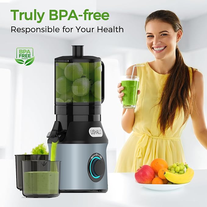 Cold Press Juicer, Juice Extractor Machine with 5.5" Extra Large Feed Chute, 300W Slow Masticating Juicer for Whole Vegetables and Fruits, 1.8L Auto-Feed Time-Saver, Easy to Clean