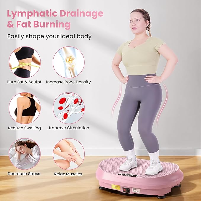 Curved Vibration Plate Exercise Machine, Vibrating Plate 400 lbs Capacity with 9 Auto Modes and 120 Adjustable Speeds, Large LED Display, Touch and Remote Control, Vibration Platform for Home