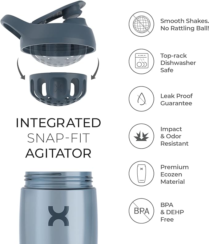 Promixx PURSUIT Protein Shaker Bottle – Premium Sports Shaker Bottles for Protein Mixes and Supplement Shakes – Easy Clean, Durable Protein Shaker Cup