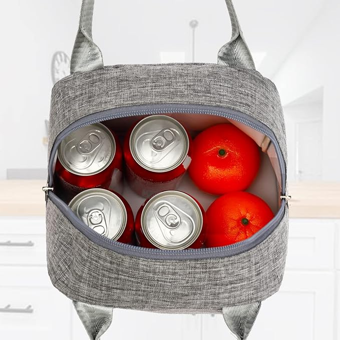 FlowFly Insulated Lunch Cooler Bag - Tote Bag Organizer for Women/Men, Heather Grey