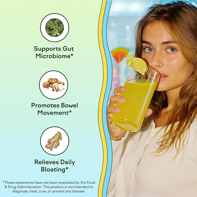 Feel Goods Gut Guardian, Organic Fiber, Probiotic & Prebiotic Powder, Sugar Free, Herbs for Bloat, Gut Health Support, Digestive Health for Men & Women, Non GMO, Vegan, Strawberry Kiwi, 15 Count