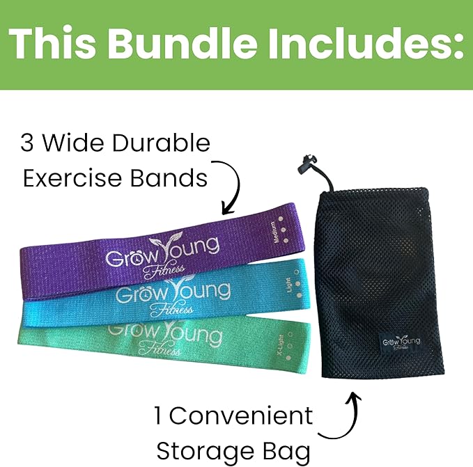 Grow Young Fitess Premium Exercise Bands - 3 Resistance Bands + 1 Storage Bag