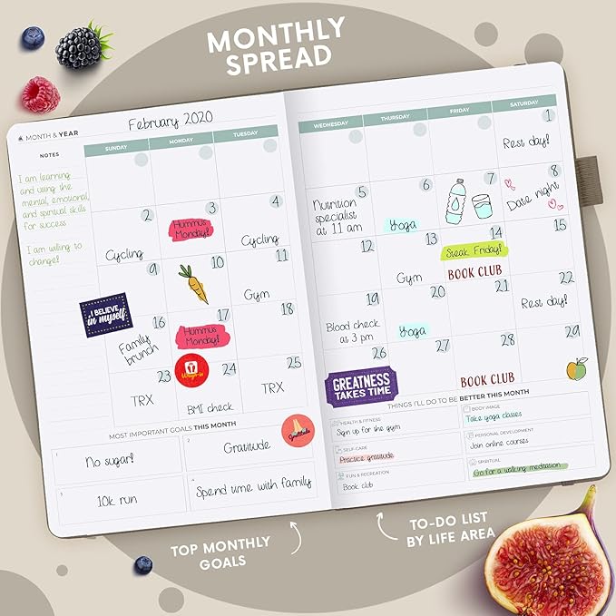 Clever Fox Wellness Planner - Weekly & Daily Health and Wellness Log, Food Journal & Meal Planner Diary for Calorie Counting, Notebook for Medical Condition Tracking, A5-Sized - Pearl