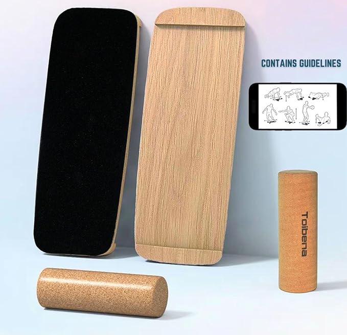 Balance Board trainer for Adults Kids,Hockey snowboard wobble board,450Lbs remarkable core trainer made of wood/Less Plastic