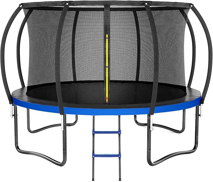 Trampoline 8FT 10FT 12FT 14FT 16FT, Outdoor Trampolines for Kids and Adults, Recreational Trampoline with Enclosure Net & Ladder, Round Trampoline ASTM Approved, 400/450LBS Weight Capacity